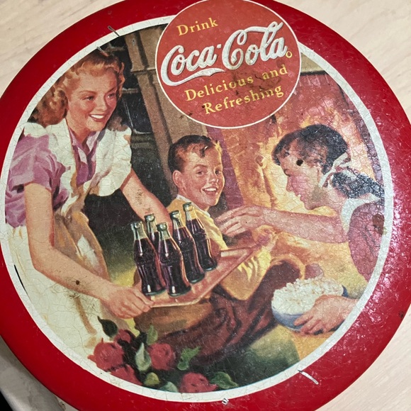 1993 Bristol Ware Retro Drink Coca Cola Round Metal Tin - Picture 5 of 9